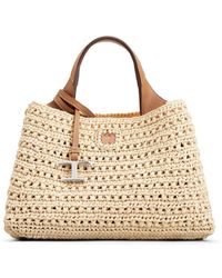 Tod's - T Timeless-plaque Raffia Tote Bag - Lyst