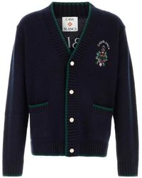 CASABLANCA - Logo-Embroidered Contrast-Trim Cardigan - Lyst