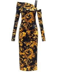 Versace Jeans Couture - Off-Shoulder Midi-Jurk Met Patroon - Lyst