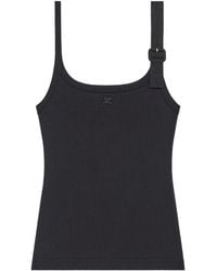 Courreges - 90's Buckle-Detail Ribbed Tank Top - Lyst