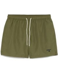 Barbour - Logo-Embroidered Swim Shorts - Lyst