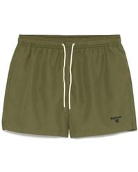 Barbour - Logo-Embroidered Swim Shorts - Lyst