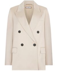 Peserico - Double-Breasted Long-Sleeve Blazer - Lyst