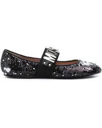 Moschino - Sequinned Leather Ballerina Shoes - Lyst