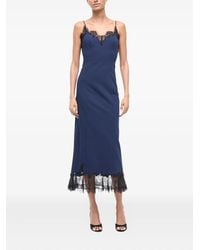 STAUD - Nadia Midi-Jurk Met Afwerking Van Kant - Lyst