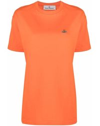 Dames Kleding voor voor Tops voor T-shirts Vivienne Westwood Katoen T-shirt Met Geborduurd Logo in het Naturel 