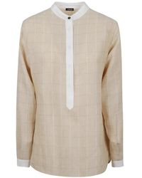 Kiton - Check-Pattern Linen Shirt - Lyst