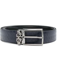 Ferragamo - Double Gancini Logo-Debossed Leather Belt - Lyst