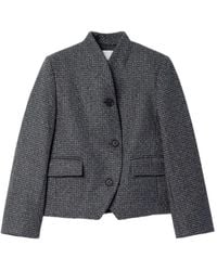 House of Dagmar - Houndstooth-Wool Curved Jacket - Lyst