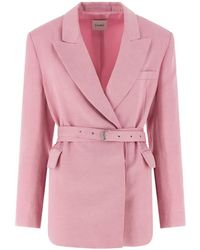 Nude - Blazer En Lin Belt À Boutonnière Croisée - Lyst