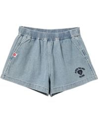 AAPE BY A BATHING AP - Heart Logo Embroidered Denim Short - Lyst