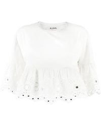 Blugirl Blumarine - Broderie Anglaise Cropped Blouse - Lyst