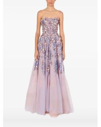 Lethicia Bronstein - Floral-Appliqué Strapless Gown - Lyst