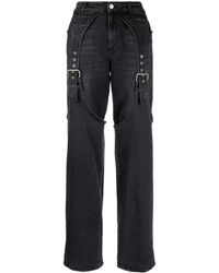 Blumarine - Logo-patch Cotton Wide-leg Jeans - Lyst