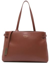 Emporio Armani - Strap-Detail Leather Shoulder Bag - Lyst