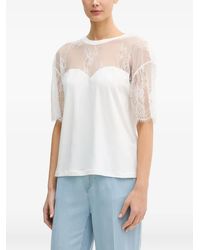 Blugirl Blumarine - Lace-Panelled T-Shirt - Lyst