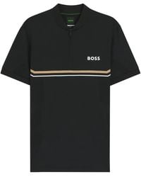 BOSS - Striped-Detail Polo Shirt - Lyst