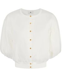 Elisabetta Franchi - Puffed-Sleeve Cardigan - Lyst