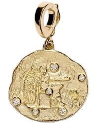Azlee - 18kt Yellow Gold Small Virgo Diamond Coin Pendant - Lyst
