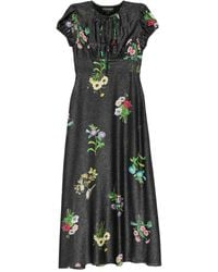 Cynthia Rowley - Floral-Print Lurex Midi Dress - Lyst
