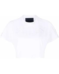 Philipp Plein - Cropped Crystal-Embellished Skull T-Shirt - Lyst