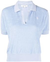 Sporty & Rich - Logo-Patch V-Neck Polo Shirt - Lyst