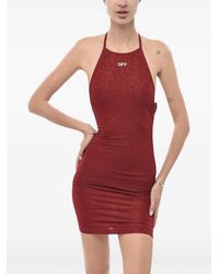 Off-White c/o Virgil Abloh - Halter-Neck Logo-Print Mini Dress - Lyst