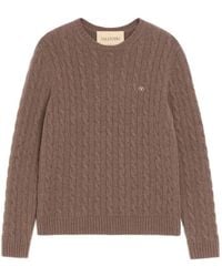 Valentino Garavani - Cable-Knit Cashmere Jumper With Vlogo - Lyst