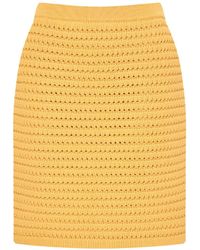 12 STOREEZ - Open-knit Cotton Miniskirt - Lyst