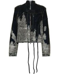 OTTOLINGER - Velvet-print Cropped Denim Jacket - Lyst