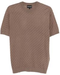 Emporio Armani - Round-Neck Textured T-Shirt - Lyst
