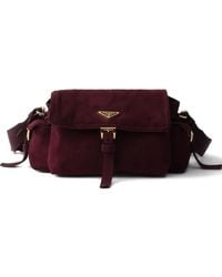 Prada - Explore Medium Suede Shoulder Bag With Flap - Lyst