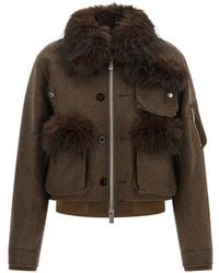 Sacai - Faux-Fur Wool Jacket - Lyst
