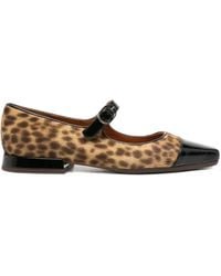 Chie Mihara - Leopard-Print Patent-Trim Ballet Flats - Lyst