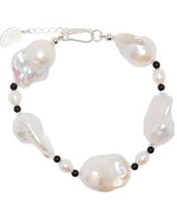 Gohar World - Sterling Host Pearl And Onyx Bracelet - Lyst