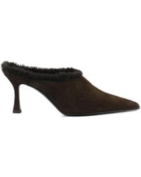 Guglielmo Rotta - Shearling-Trim Suede Mules - Lyst