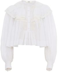 Chloé - Chloè Cropped Ruffled Top - Lyst