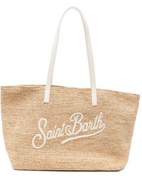 MC2 Saint Barth - Raffia City Logo-Patch Shoulder Bag - Lyst