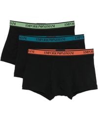 Emporio Armani - Three-Pack Of Stretch Cotton Jersey Trunks With Logo Band - Lyst