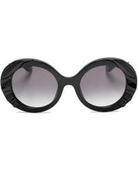 Roberto Cavalli - Gafas de sol con montura redonda y logo - Lyst