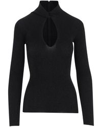 Valentino Garavani - T-Shirt Côtelé À Manches Longues Et Découpes - Lyst