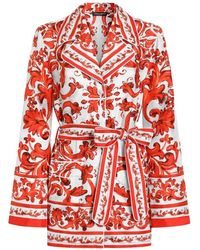 Dolce & Gabbana - Majolica-Print Silk Vanity Shirt - Lyst