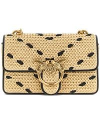 Pinko - Love One Light Chevron Raffia Small Crossbody Bag - Lyst