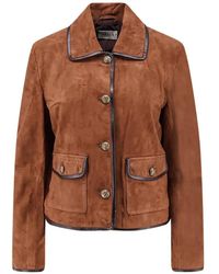 Arma - Veste Yasmine En Daim À Bords En Cuir - Lyst