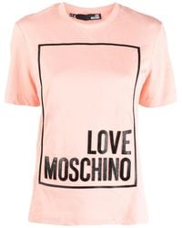 Love Moschino - Logo-appliqué Cotton T-shirt - Lyst