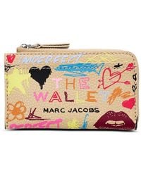 Marc Jacobs - Scribble Top Zip Leather Wallet - Lyst