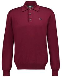 Fendi - Long-Sleeve Logo Polo Shirt - Lyst