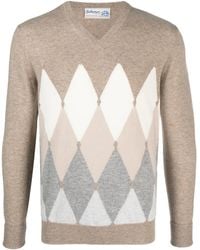 Ballantyne - Argyle-Knit V-Neck Cashmere Jumper - Lyst