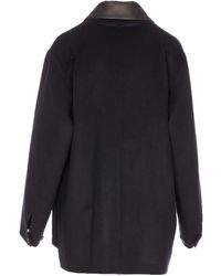 AURALEE Hard Twist Wool Twill Soutien Collar Coat in Natural | Lyst