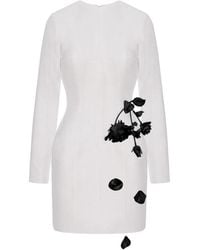 Cristina Savulescu - Rose-Appliqué Long-Sleeves Mini Dress - Lyst